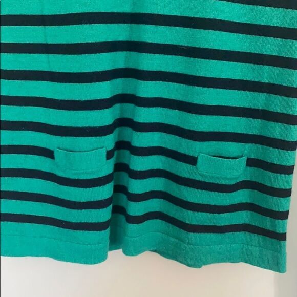 The Limited XS Green & Blue Stripe Sweater Longe Sleeves Two Small Front Pockets - Picture 3 of 7